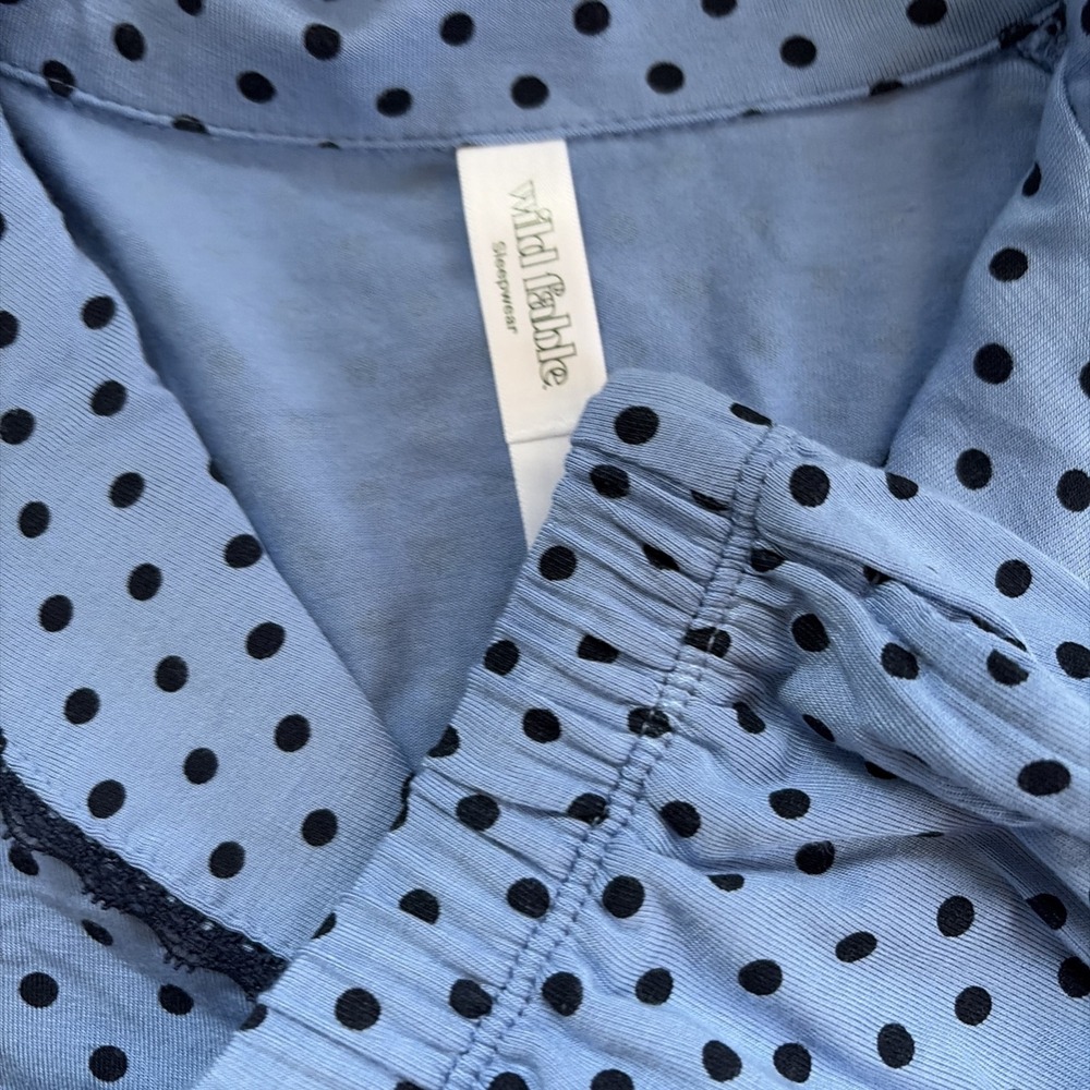Wild Fable Size Small Notch Collar Top And Shorts Set Olivia Dayton Blue - Dots - Picture 4 of 6